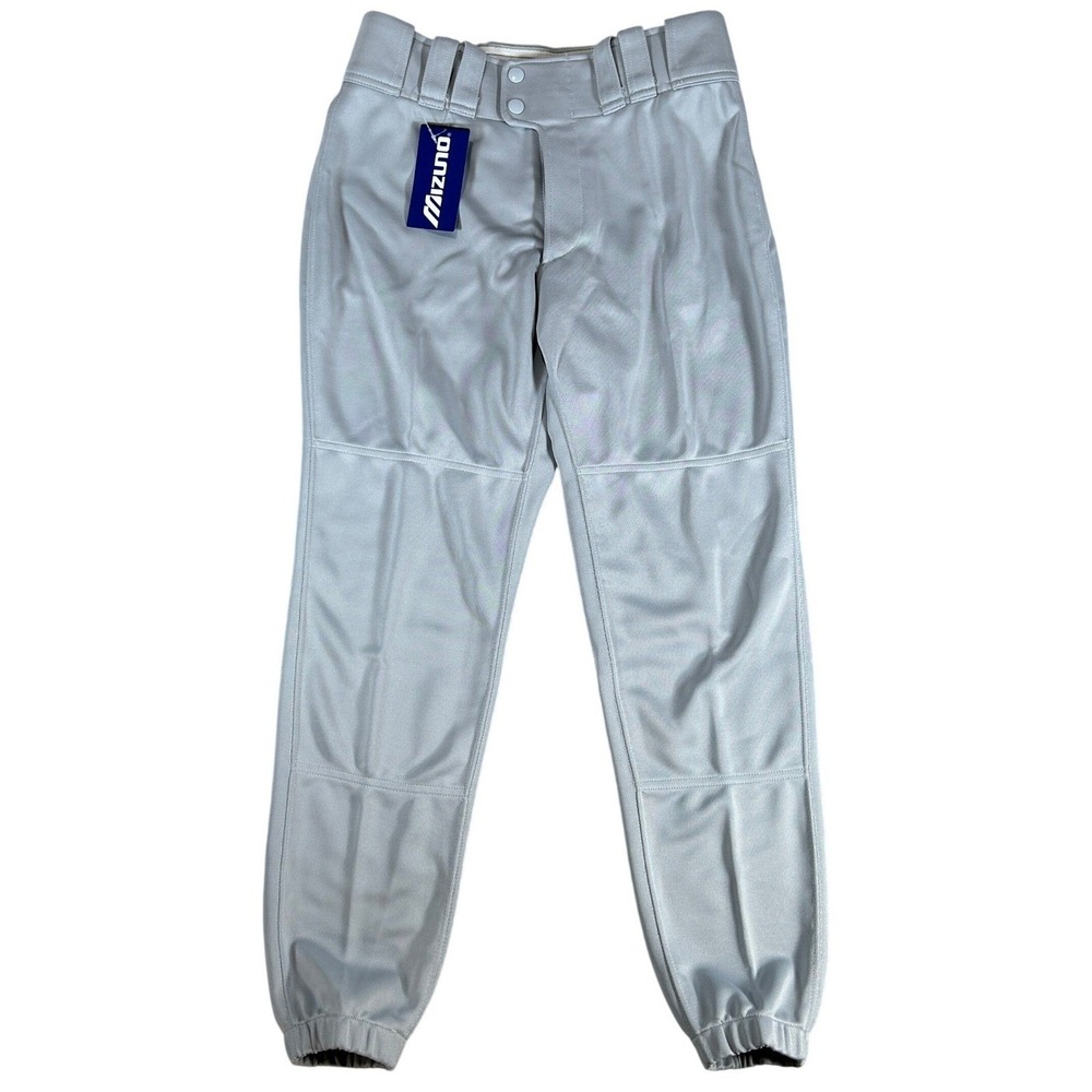 Mizuno Mens Baseball Pants Grey Small Double Knee Elastic Bottom‎